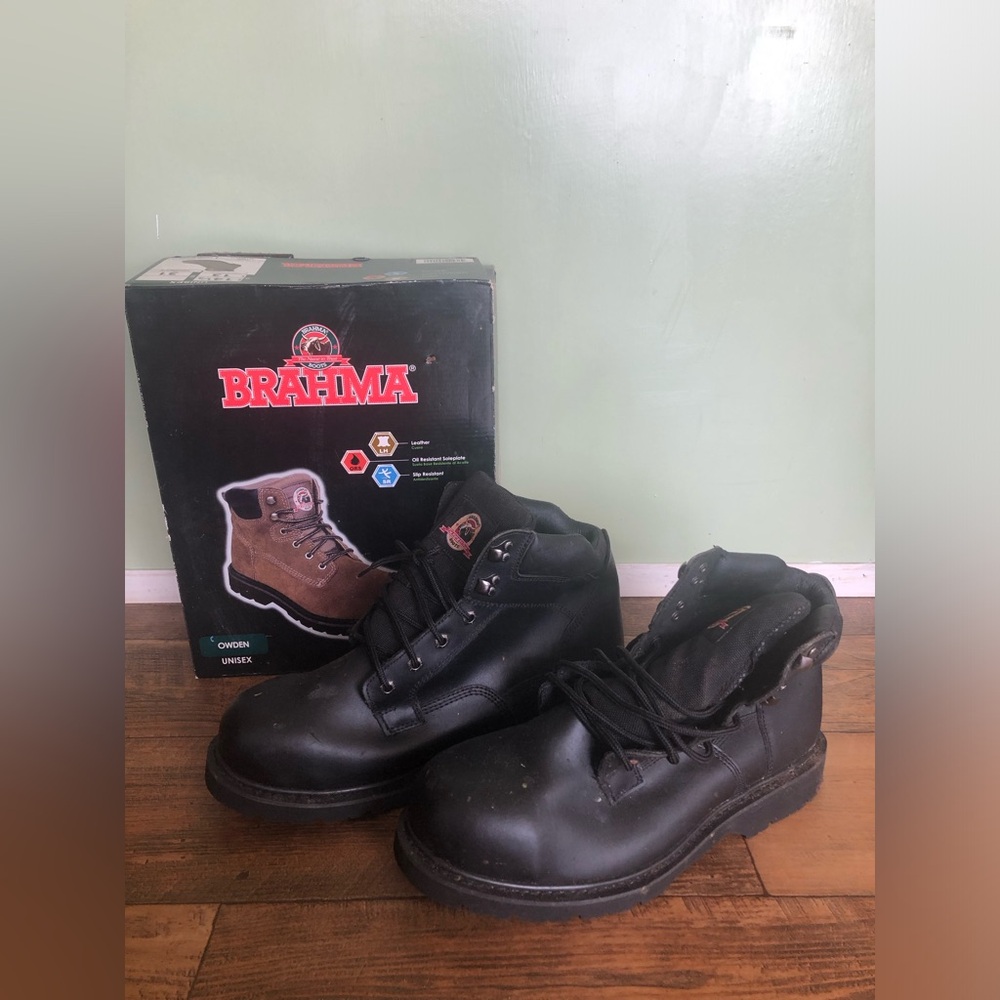 Brahma Men's Gus Size 14 Wide Width Steel Toe Work Boots Lace Up Shoes Goth